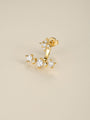 KOSINER Rising Star gold-plated curved earring worn on the lobe, with three clear stones below the ear