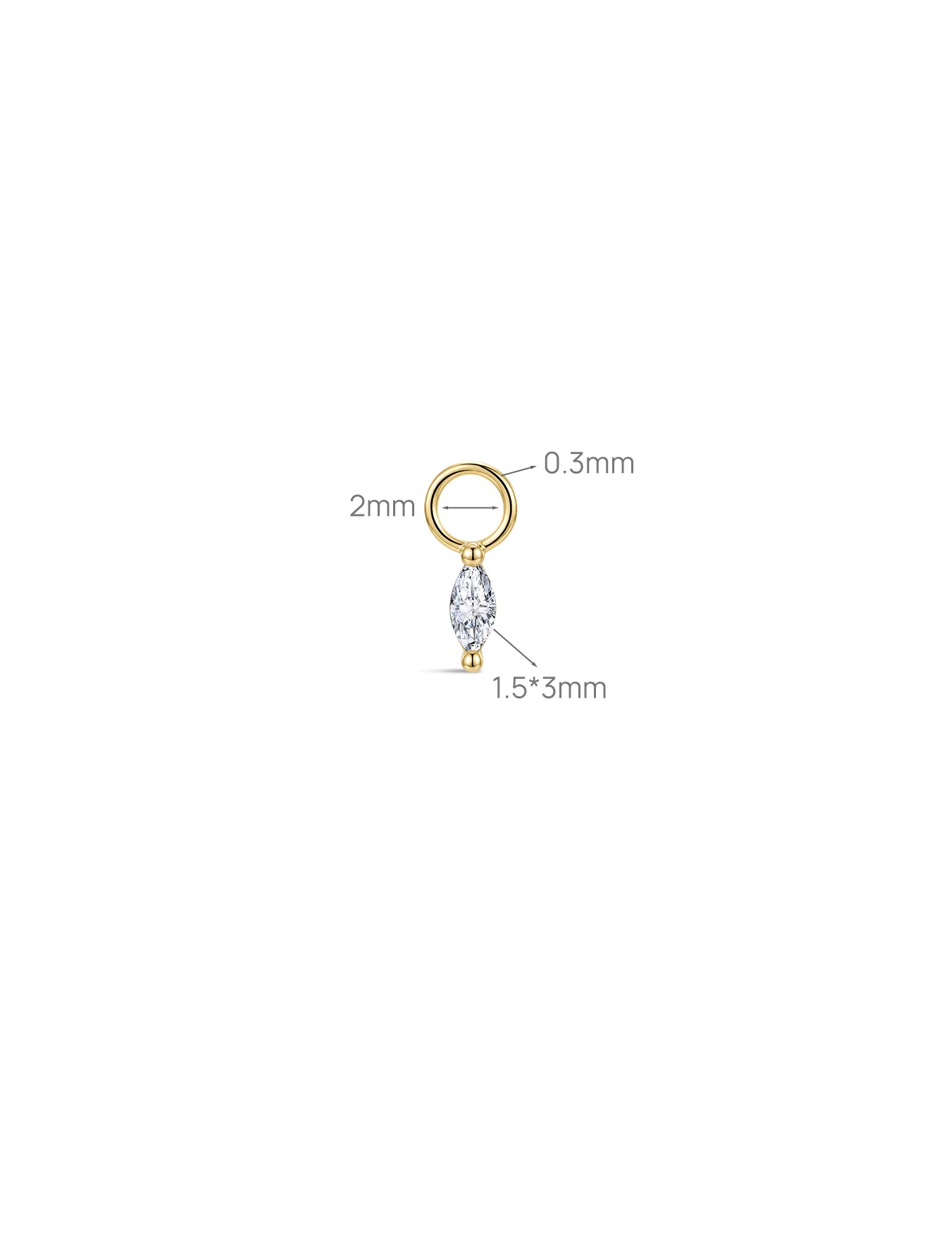 14K Gold Pear Lab-Grown Diamond Drop Charm