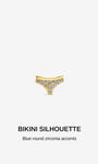 KOSINER Gold plated bikini stud with blue round cubic zirconia