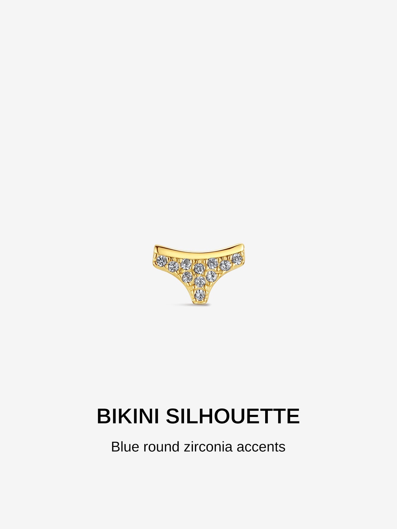 KOSINER Gold plated bikini stud with blue round cubic zirconia