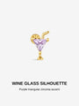 KOSINER Gold plated cocktail glass stud with purple triangular cubic zirconia
