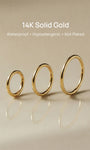 KOSINER 14K solid gold minimalist hoop earrings, seamless hinged clasp, hypoallergenic, tarnish-proof and not plated