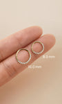 KOSINER Daith Clicker Size Guide 8.0mm & 10.0mm, 14K Solid Gold Half Cluster CZ Piercing Hoop