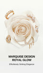 KOSINER marquise design royal glow ear piercing collection displayed on fresh white rose, elegant cubic zirconia 14K solid gold ear jewelry set