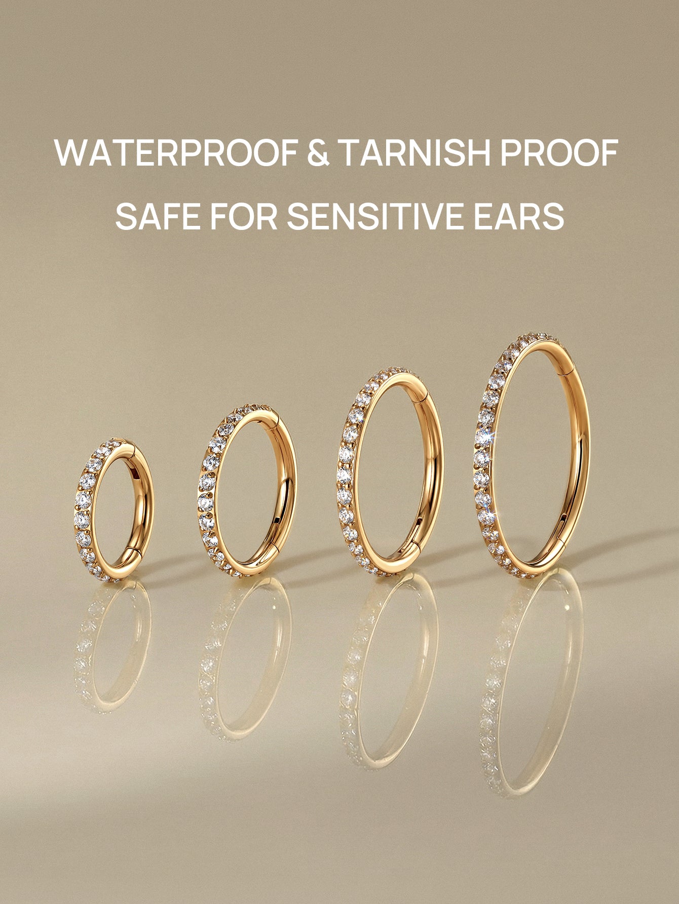 Titanium Waterproof Multiple Sizes 5A CZ Cartilage Hoop 16g 18g