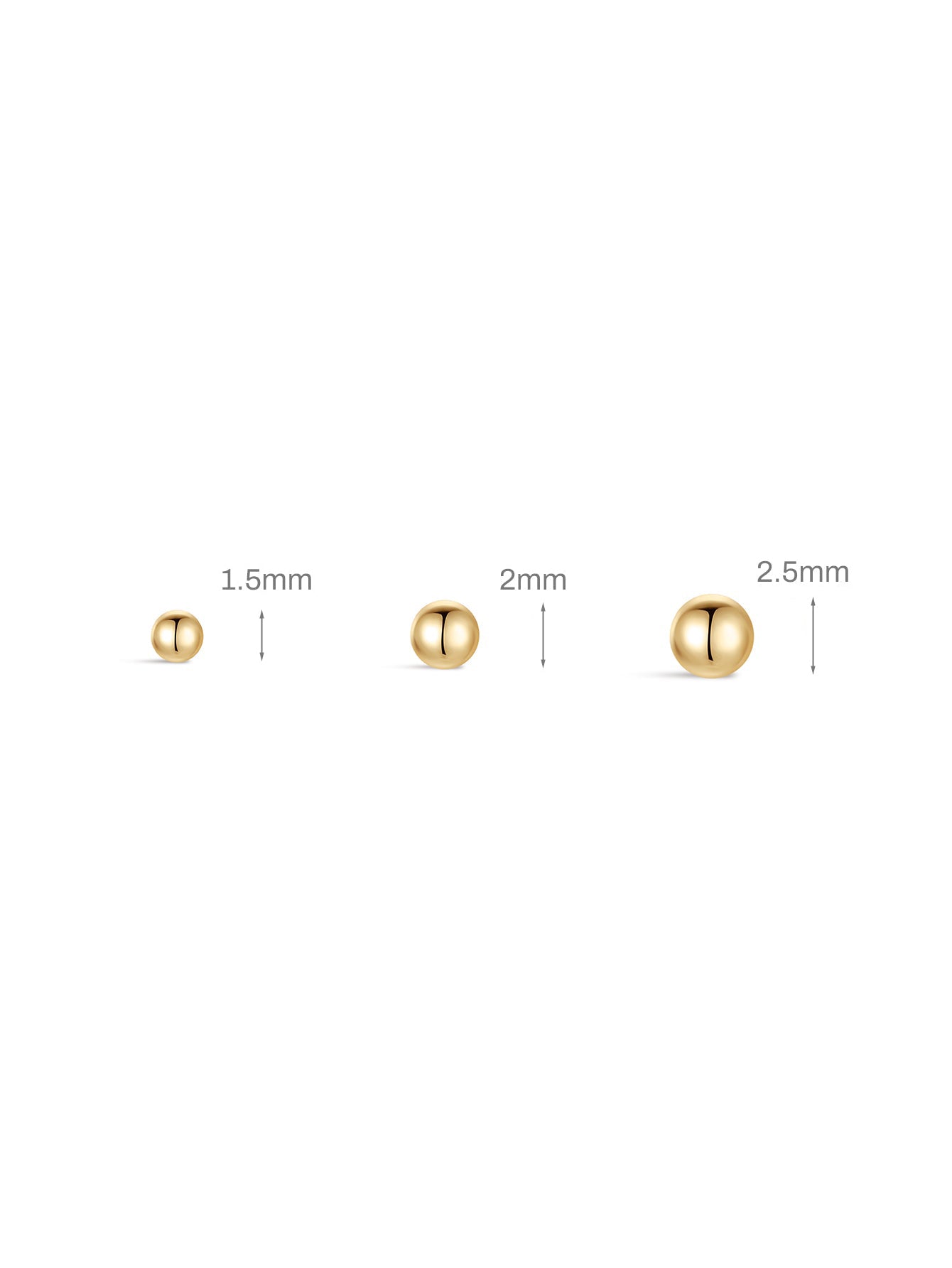 14K Solid Gold Classic Round Bead Ear Piercing Stud