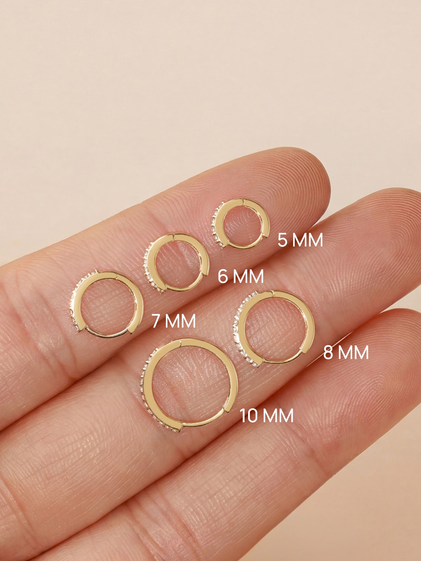 14K Solid Gold Crystal Pave Hoop Huggie Earring