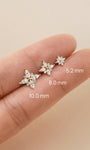 KOSINER Floral Stud Size Guide (5.2/8.0/10.0mm), 14K Gold Flat Back Piercing Earring