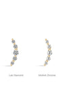KOSINER 14K Solid Gold Dainty Pave Crescent Flat Back Stud, five graduated round stones, internally threaded, available in lab diamond or AAAAA zirconia