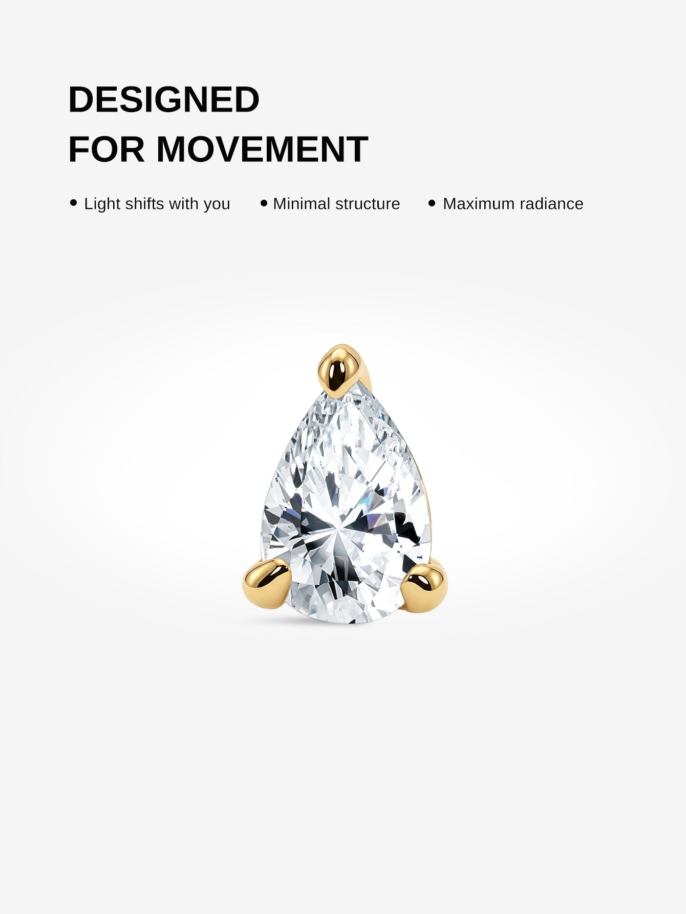 14K Gold Pear Lab-Grown Diamond Flat Back Delicate Stud