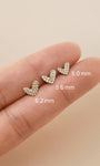 5.0/5.6/6.2mm Pave Heart Flat Back Stud, 14K Solid Gold Dainty Multi Piercing Helix Lobe Ear Stack Jewelry