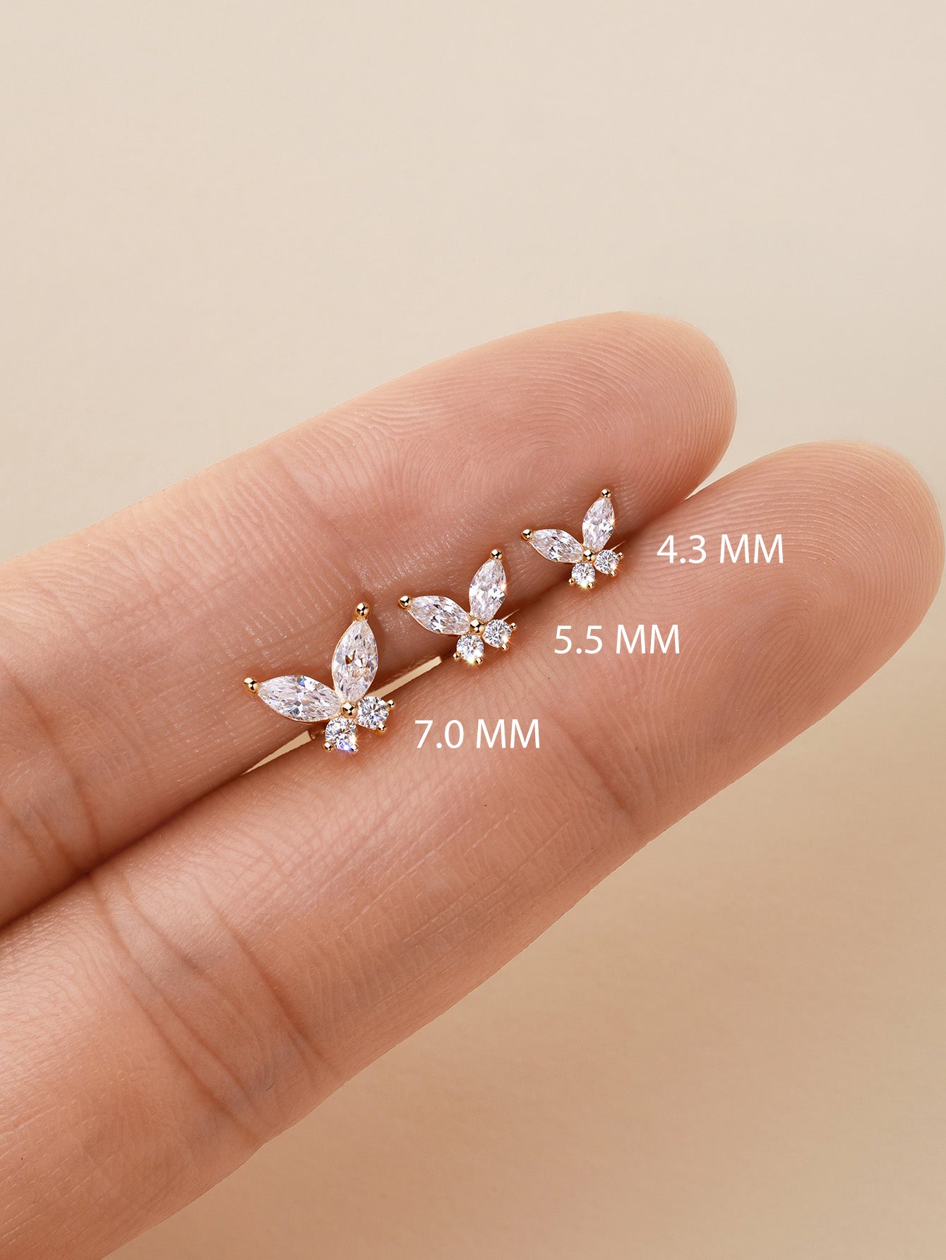 14K massief gouden vlinder oor piercing Stud