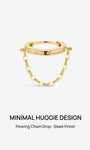 KOSINER Chain Drop Hoop Ear Stack, 14K Gold Helix Conch Piercing Jewelry for Women, Waterproof & Sleep-Friendly
