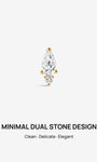 KOSINER 14K Solid Gold Minimalist Two Stone Pear Cut Flat Back Piercing Stud, Nickel-Free Waterproof Dainty Elegant Cartilage Earring for Multi Piercing