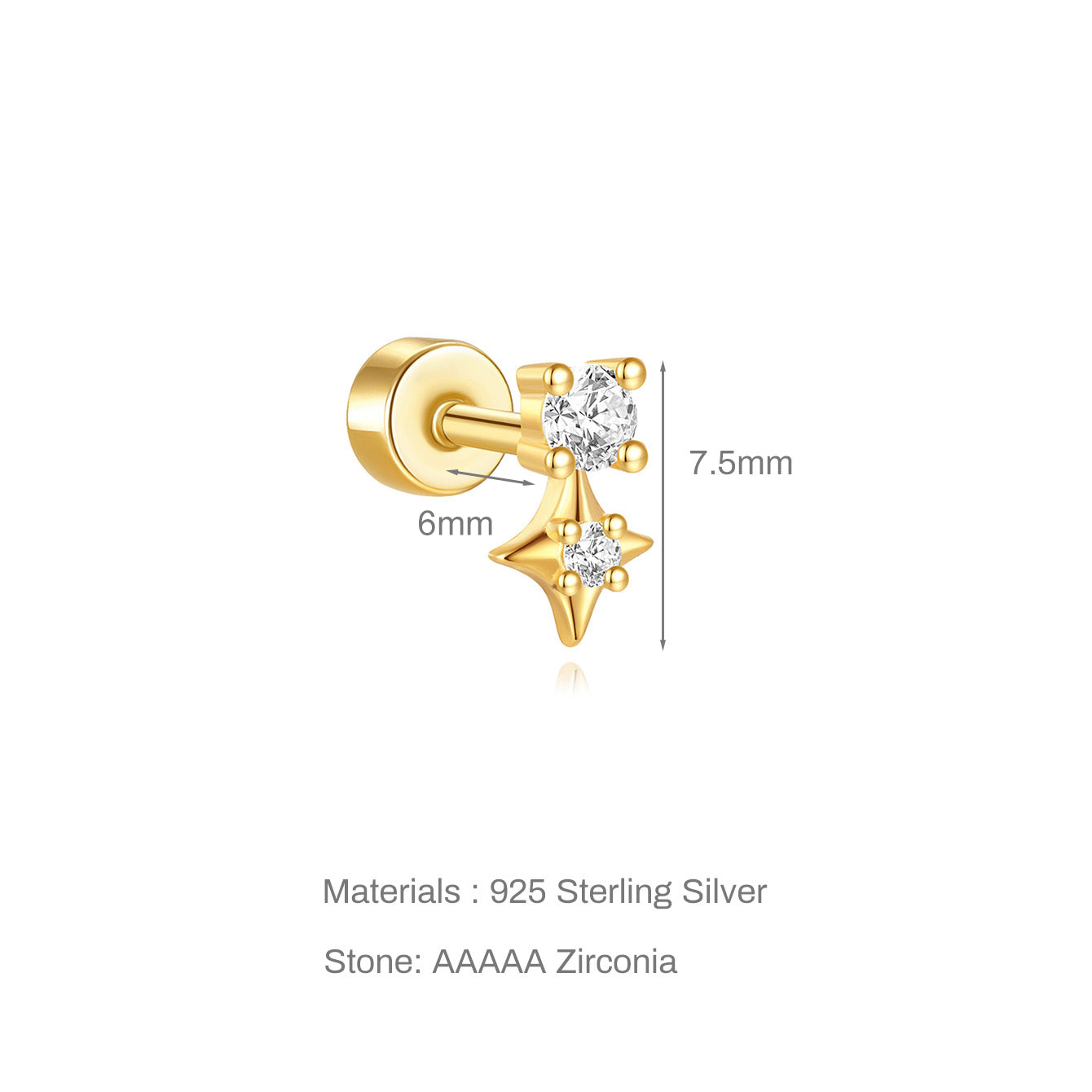 925 Sterling Silver Starry Ear Lovely Fashion Studs Earring Collection