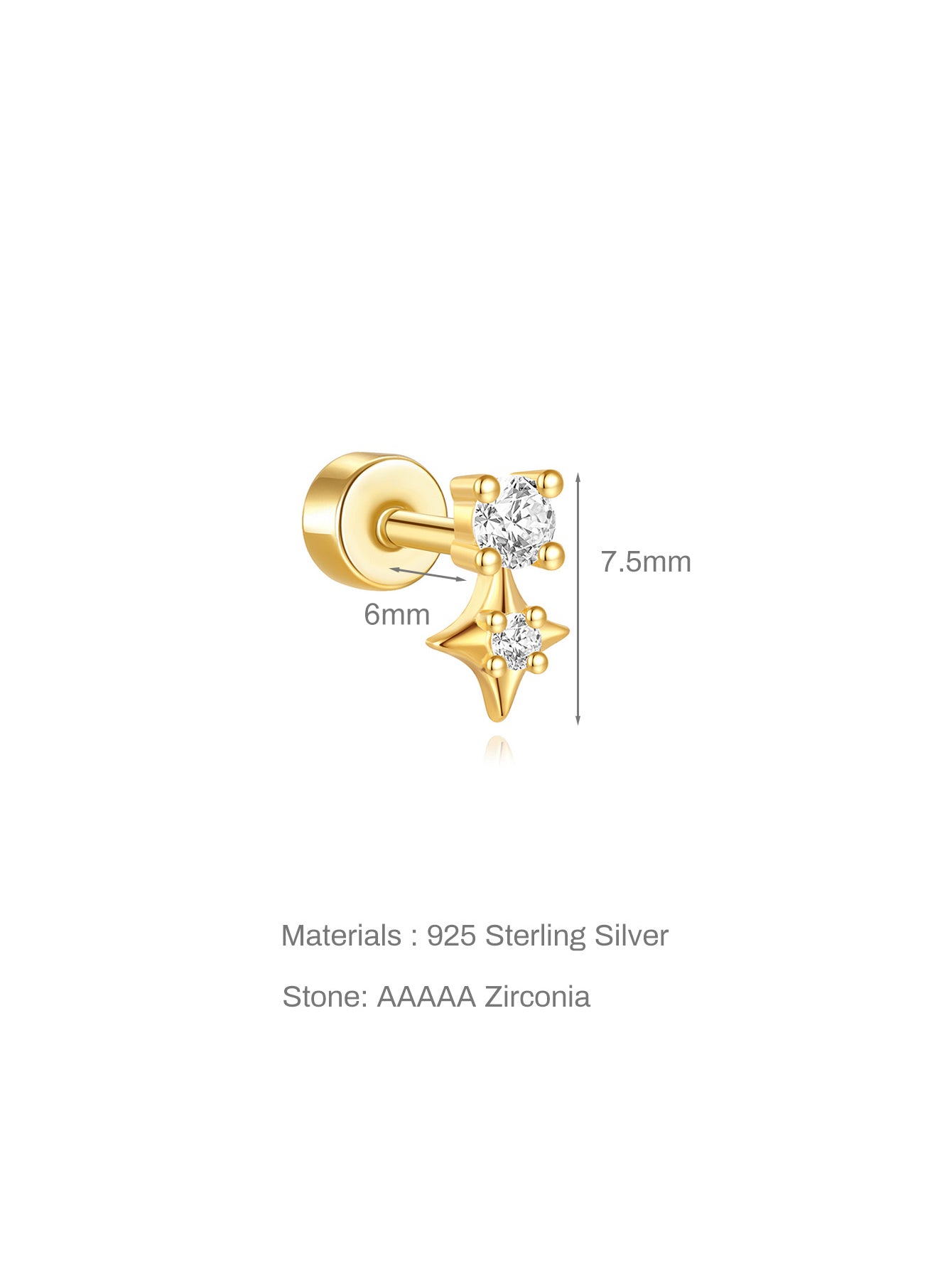 925 Sterling Silver Starry Ear Lovely Fashion Studs Earring Collection