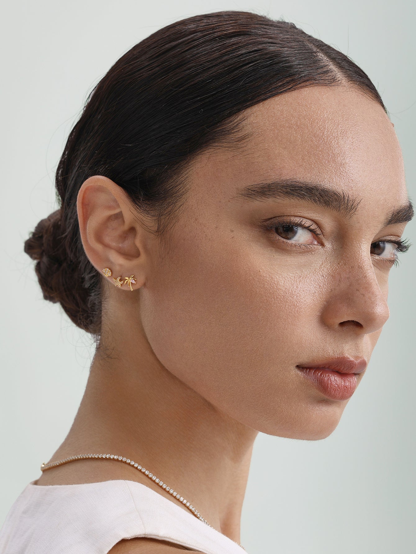 KOSINER Coconut tree flatback stud minimalist everyday wear