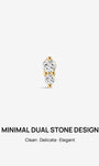 KOSINER 14K Solid Gold Double Clear CZ Ear Stud, Internally Threaded Flat Back Piercing Jewelry