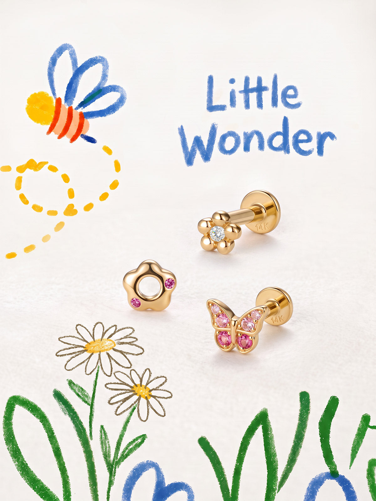 KOSINER Little Wonder flower jewelry collection in 14K solid gold