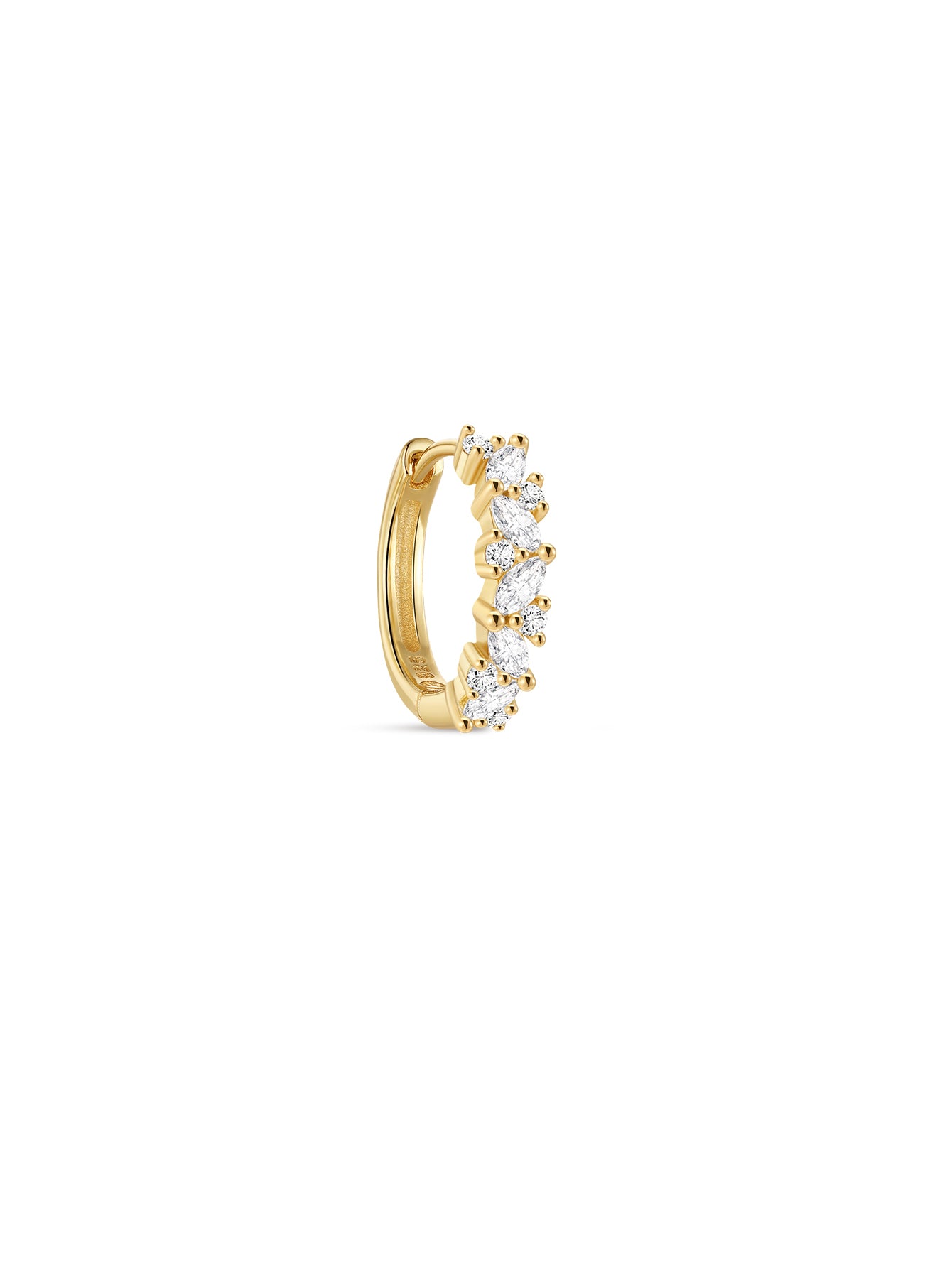 kosiner jewelry The Marquise Pavé Hoops in Sterling Silver