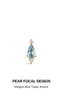 KOSINER Gem Garden 14K Solid Gold Pear Cut Blue Topaz Flat Back Stud, Double Clear CZ Accent Cartilage Piercing Earring, Hypoallergenic Stackable for Helix Tragus Lobe Conch