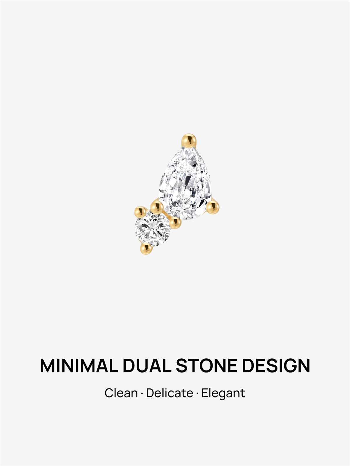 KOSINER 14K Solid Gold Minimalist Spliced Flat Back Stud, Nickel-Free Waterproof Sleep Friendly Dainty Multi Piercing Jewelry for Women
