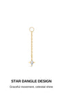STAR DANGLE DESIGN 14K gold marquise cut cubic zirconia star long chain removable ear charm, celestial pendant for curated ear stack