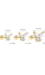 KOSINER butterfly flat back stud worn solo or layered with other piercings