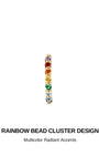 KOSINER Gem Garden delicate rainbow bead cluster clicker hoops, 925 silver seven-color round cubic zirconia hinged seamless piercing rings