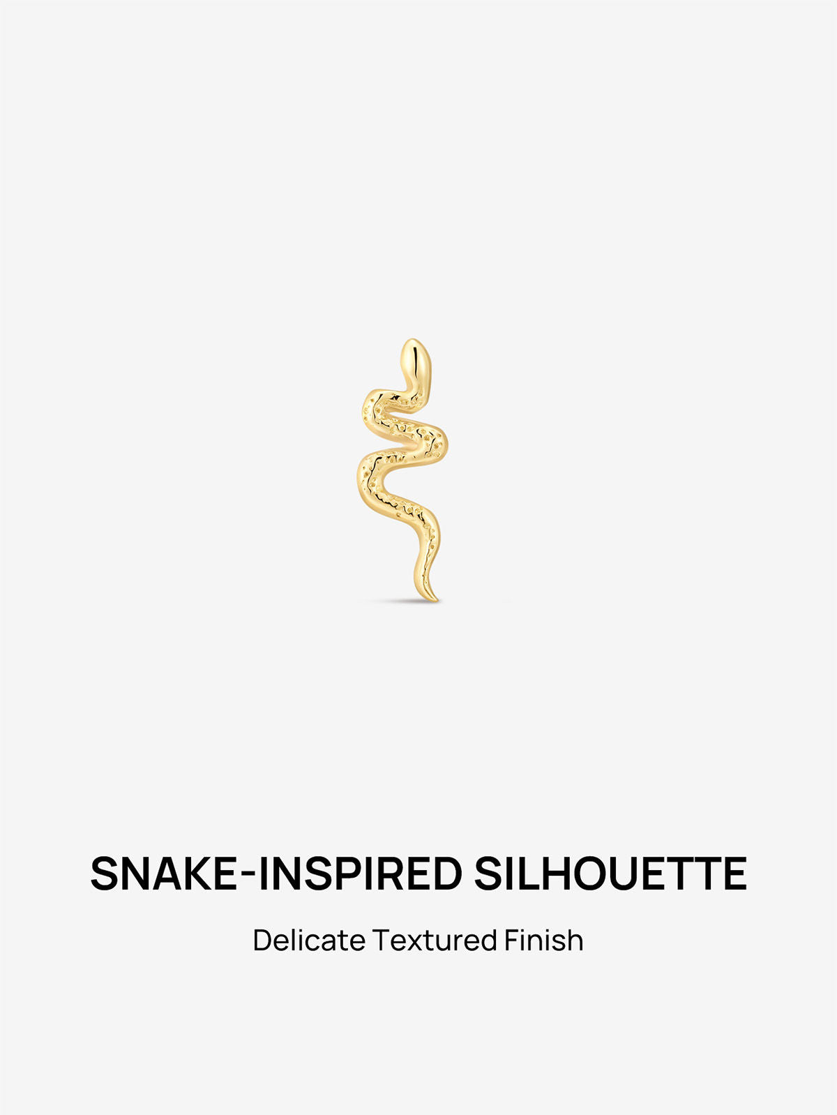 KOSINER 14K Solid Gold Dainty Textured Snake Flat Back Piercing Stud, Nickel-Free Waterproof Vintage Animal Cartilage Earring for Multi Ear Stack Piercing