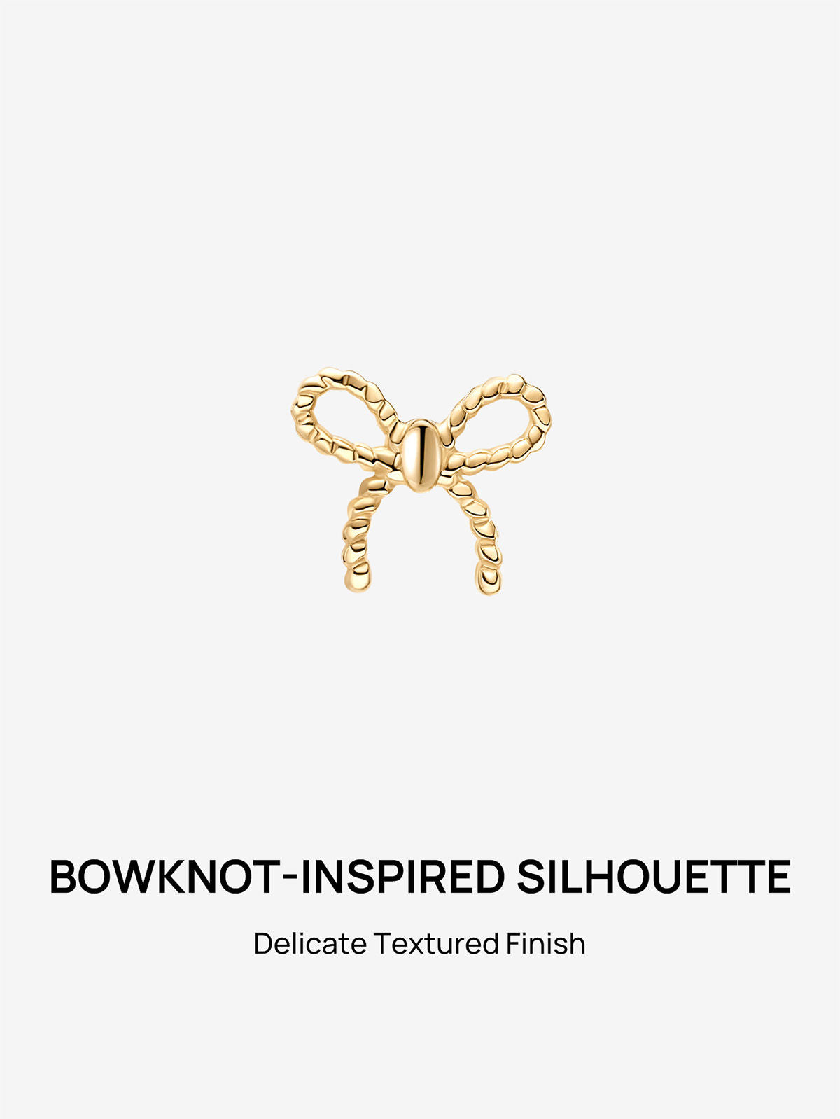 KOSINER 14K Solid Gold Elegant Textured Bowknot Flat Back Stud, Nickel-Free Waterproof Sleep Friendly Dainty Multi Piercing Jewelry for Women | 8/9/10mm