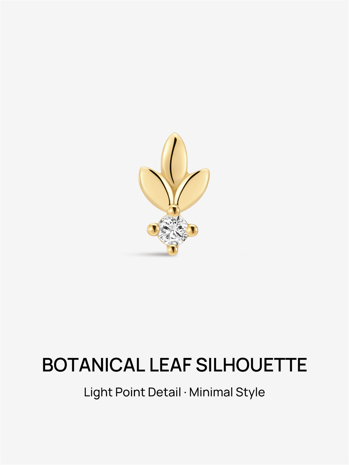 KOSINER Leaf Stud Ear Stack, 14K Gold Helix Conch Piercing Jewelry for Women, Waterproof & Sleep-Friendly