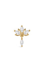 Front view of KOSINER At Dawn 925 Sterling Silver Lotus Marquise Drop Flat Back Stud