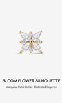 KOSINER 14K Solid Gold Floral Flat Back Stud, Hypoallergenic Cartilage Earring for Helix Piercing