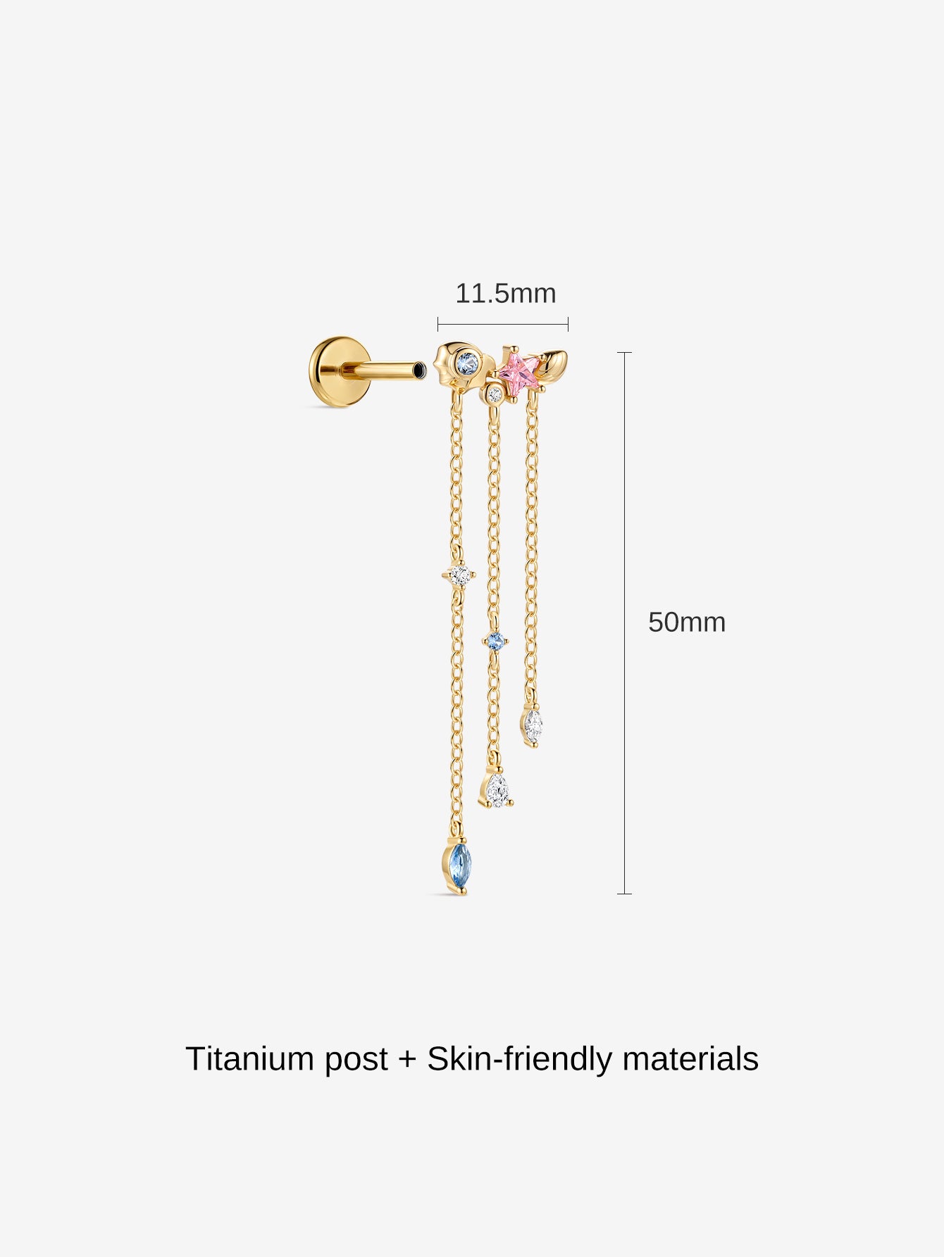 Kosinerjewelry KOSINER 925 Sterling Silver Oceanic Starfish Tassel Flat Back Stud