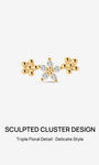 KOSINER Flower Trio Stud Ear Stack, 14K Gold Helix Conch Piercing Jewelry for Women, Waterproof & Sleep-Friendly