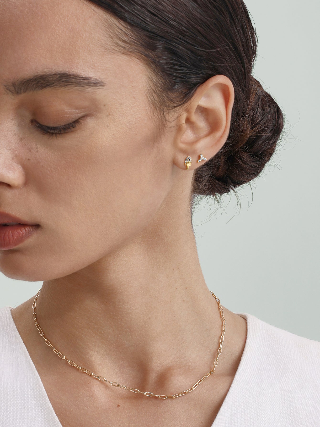 KOSINER Solid durable flat back stud for lobe ear stacking design