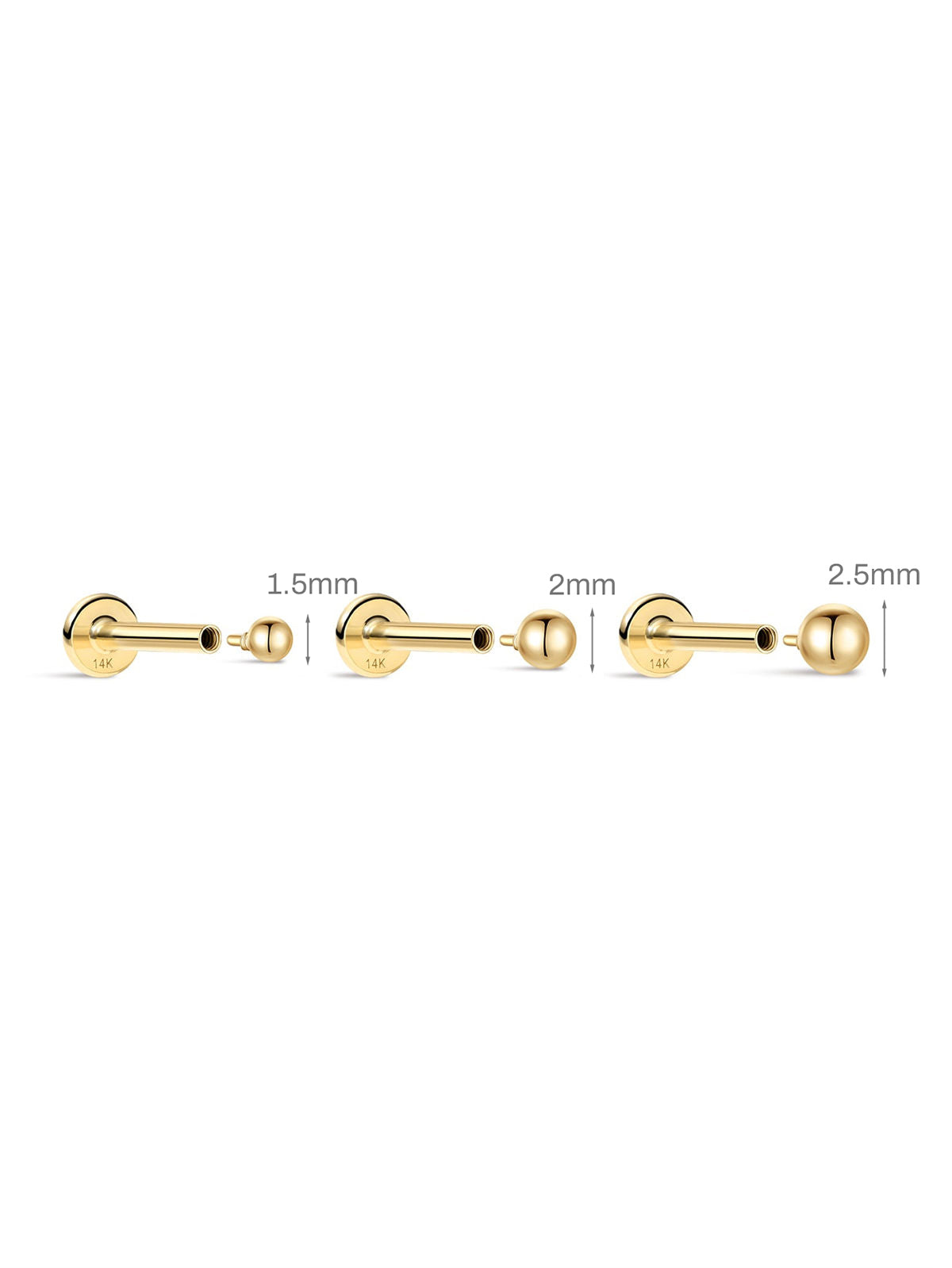 KOSINER Timeless ball flat back stud, hypoallergenic and durable, suitable for all piercing placements