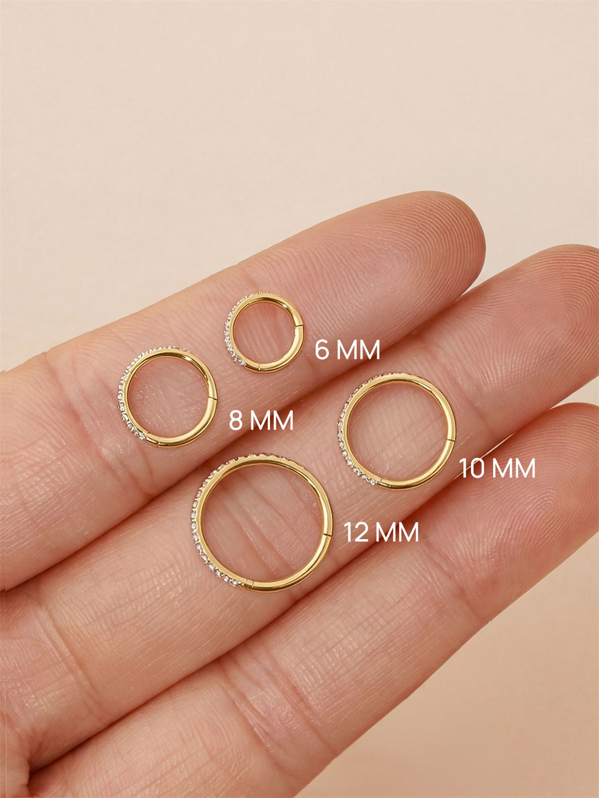 KOSINER Titanium Delicate Multi-Sized Hoop Earrings, 6/8/10/12mm, hypoallergenic and waterproof for sensitive ears
