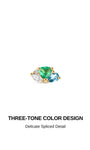 KOSINER Gem Garden 14K Solid Gold Multi Shape Emerald Blue Topaz Clear CZ Cluster Flat Back Stud, Three-Tone Mixed Gem Cartilage Piercing Earring, Hypoallergenic Stackable for Helix Tragus Lobe Conch
