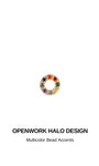Openwork hollow halo design KOSINER 14K solid gold flat back cartilage stud, multicolor round rainbow cubic zirconia bead accent piercing detail