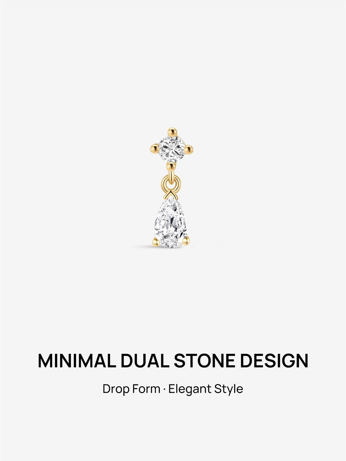 14K massief gouden Teardrop hanger oor piercing Stud