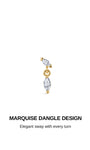MARQUISE DANGLE DESIGN promotional banner, 14K solid gold double marquise CZ dangling flat back stud, elegant sway piercing jewelry