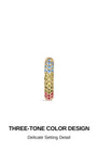 Three-tone gradient color design KOSINER 925 sterling silver cartilage hoop, delicate full pave multi-color round cz seamless hinged piercing detail