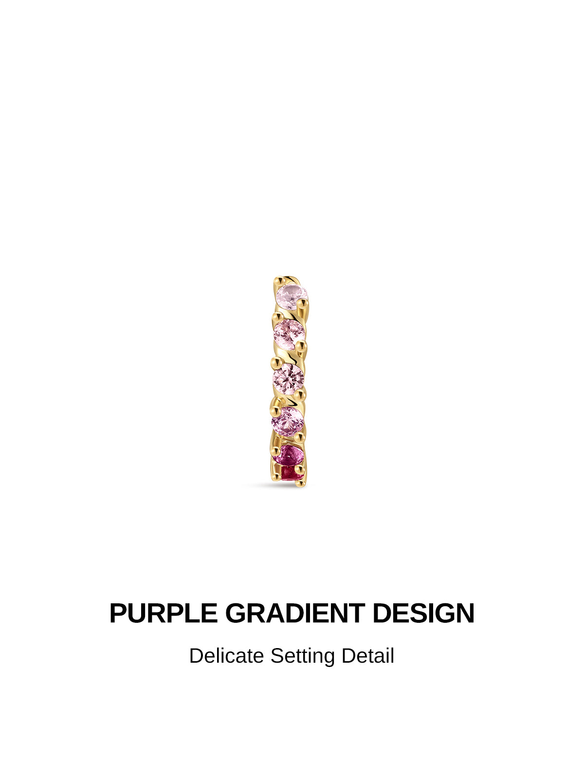 OSINER Gem Garden 925 sterling silver twisted clicker hoop, full pink to deep purple gradient round cubic zirconia hinged cartilage piercing ring