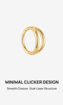 KOSINER 14K Solid Gold Minimal Gloss Double Layer Clicker Hoop, Nickel-Free Waterproof Sleep-Friendly Dainty Multi Piercing Jewelry for Women 6mm 8mm 10mm