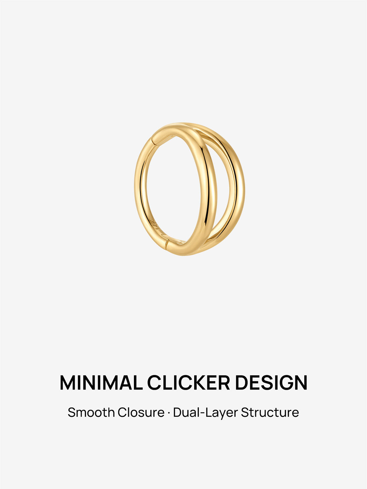 KOSINER 14K Solid Gold Minimal Gloss Double Layer Clicker Hoop, Nickel-Free Waterproof Sleep-Friendly Dainty Multi Piercing Jewelry for Women 6mm 8mm 10mm