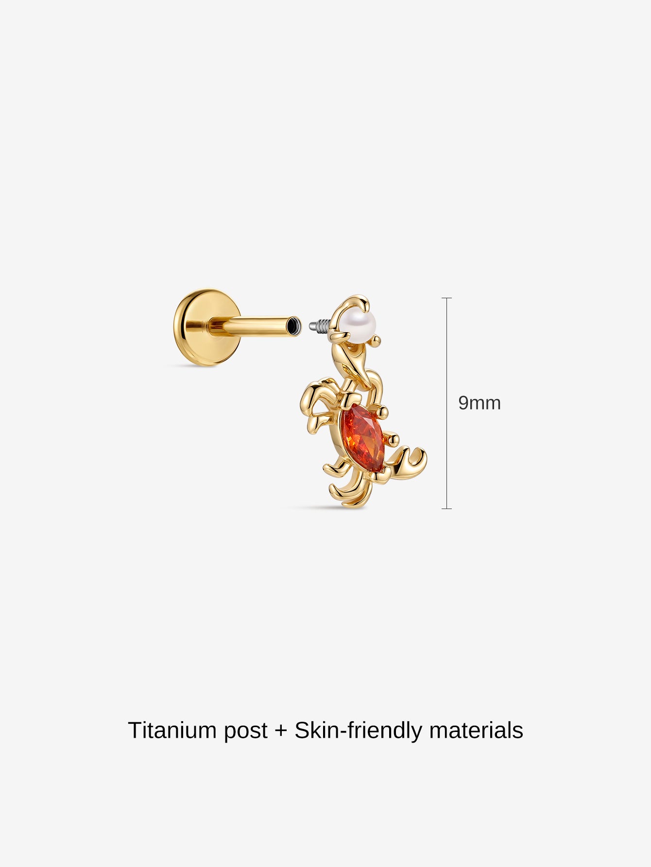Kosinerjewelry KOSINER 925 Sterling Silver Oceanic Crab Drop Pearl Flat Back Stud