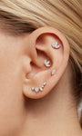 KOSINER Gold marquise trio flat back stud, safe for sensitive skin, waterproof for everyday wear