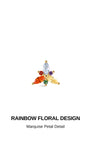 Rainbow floral design KOSINER 14K solid gold flat back stud, triangular marquise petal multi-color cubic zirconia cluster cartilage earring detail